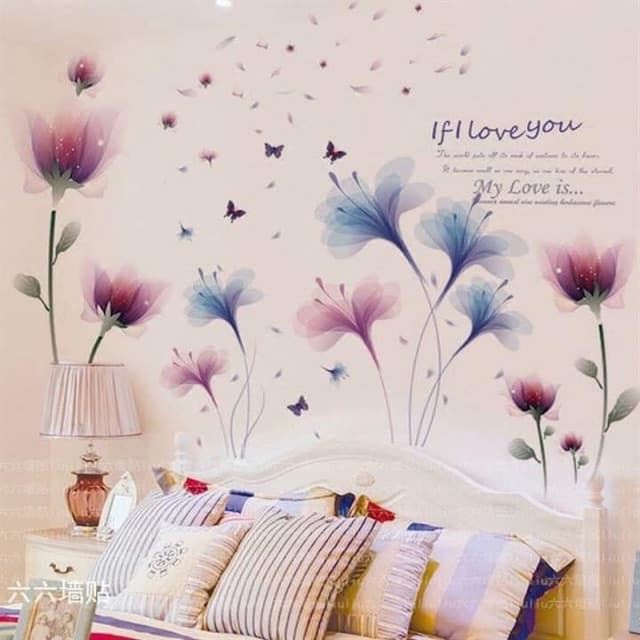 decal dán tường combo hoa