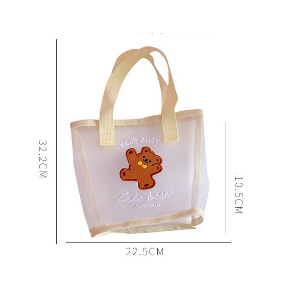 Túi Tote Xách Tay Mini Lưới Mesh Cake Bear Cute