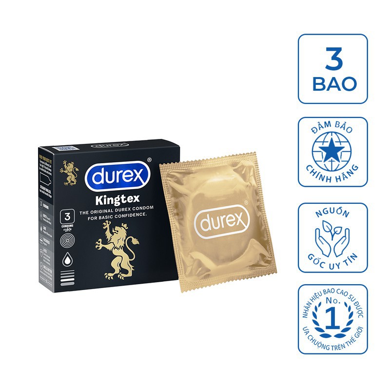 [GIÁ SỈ] Bao cao su Durex Kingtex hộp 3 Cái