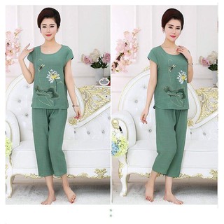 Bộ quần áo đũi sen mặc nhà cho mẹ - tay hến