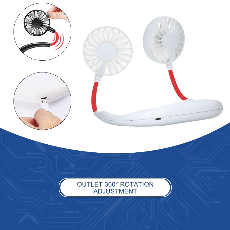 Quạt mini đeo cố sạc USB tiện dụng cho dịp du lịch | BigBuy360 - bigbuy360.vn