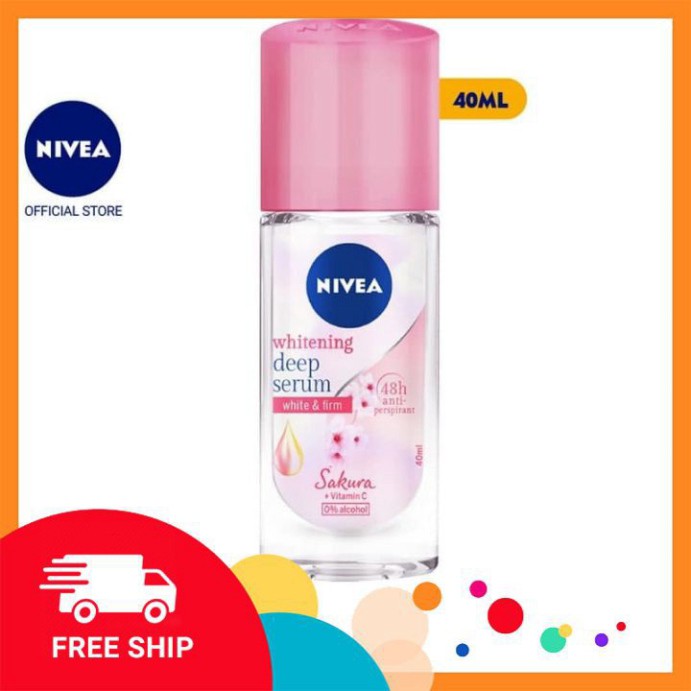 Lăn Ngăn Mùi ♥️FREE SHIP♥️ Dưỡng Trắng Hoa Sakura Nivea Whitening Deep Serum Sakura 40ml