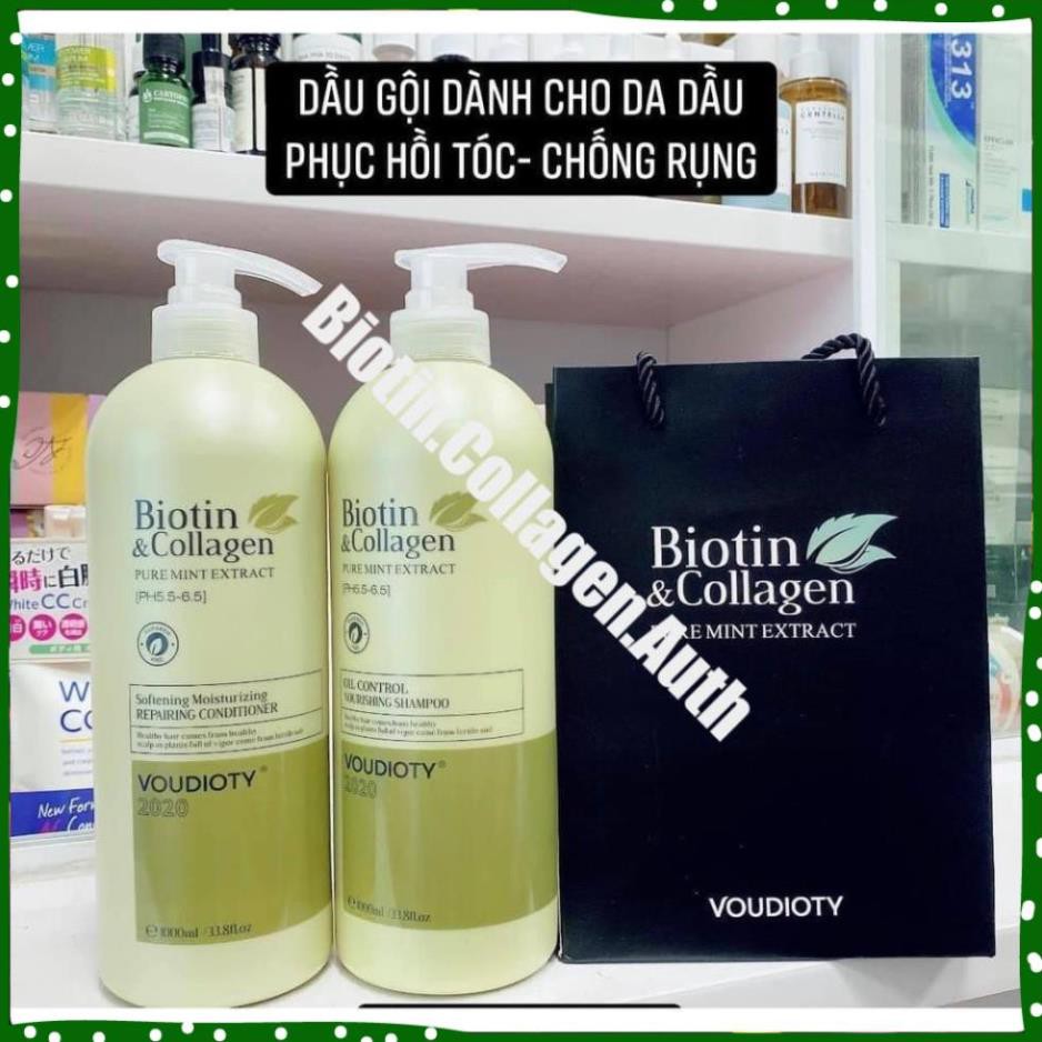 Biotin Collagen Xanh Lá🛑FreeShip🛑Biotin Collagen Xanh Lá | Phục Hồi Kiềm Dầu ⚜️Cặp Dầu Gội Xả Dung Tích 1000ML 63