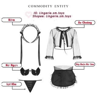 Cosplay Hầu Gái Dây Nơ Gợi Cảm - Set Nhiều Phụ Kiện Đi Kèm • QR602