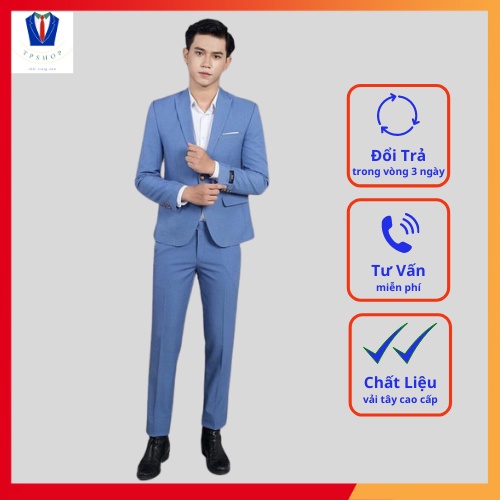 Bộ vest nam cao cấp nhiều màu 1 khuy full size [Áo vest + Quần]