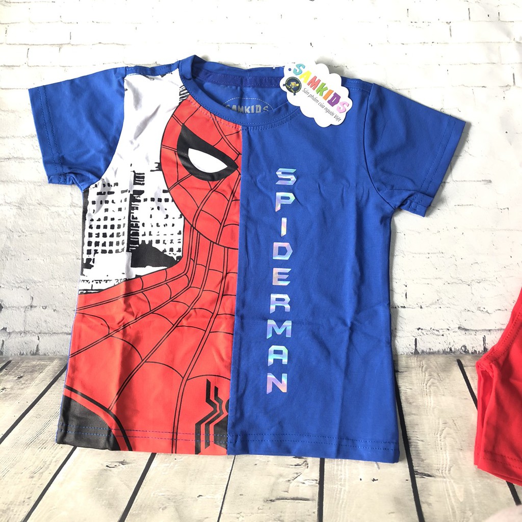 Quần áo trẻ em FREESHIP bộ bé trai cotton siêu nhân nhện lửng set 2 chi tiết - cotton 100%
