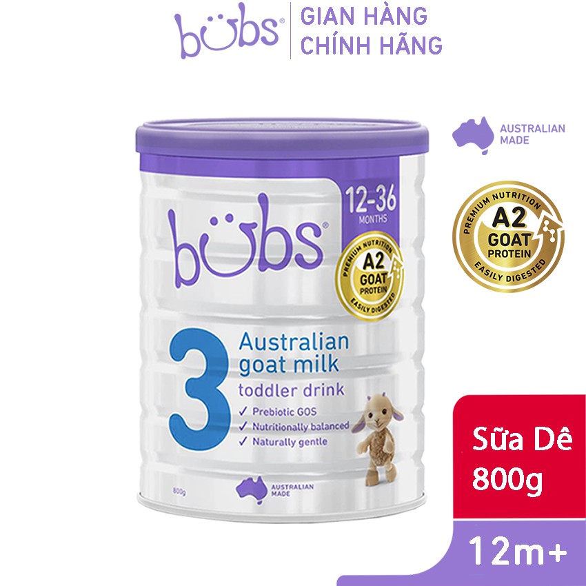 [DATE 2022] Sữa Bột Dê Bubs Goat Milk Số 3 800g