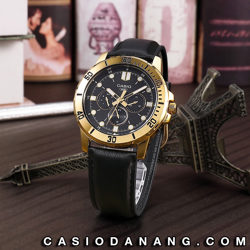 Đồng hồ nam dây da Casio Standard chính hãng Anh Khuê MTP-VD300GL-1EUDF (45mm)