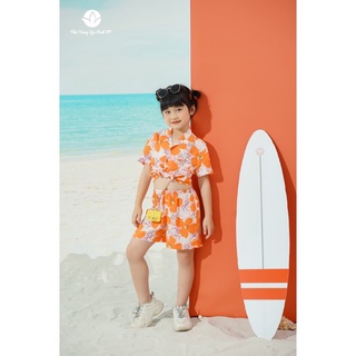 Bộ pijama lanh VT mặc nhà cộc tay cho bé- Thời trang gia đình VT B63.2118