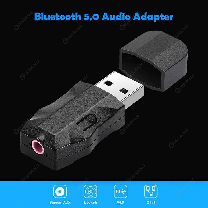 Thiết bị nhận bluetooth 5.0 Dongle 2 in 1 có chức năng thoại rãnh tay trên xe ô tô