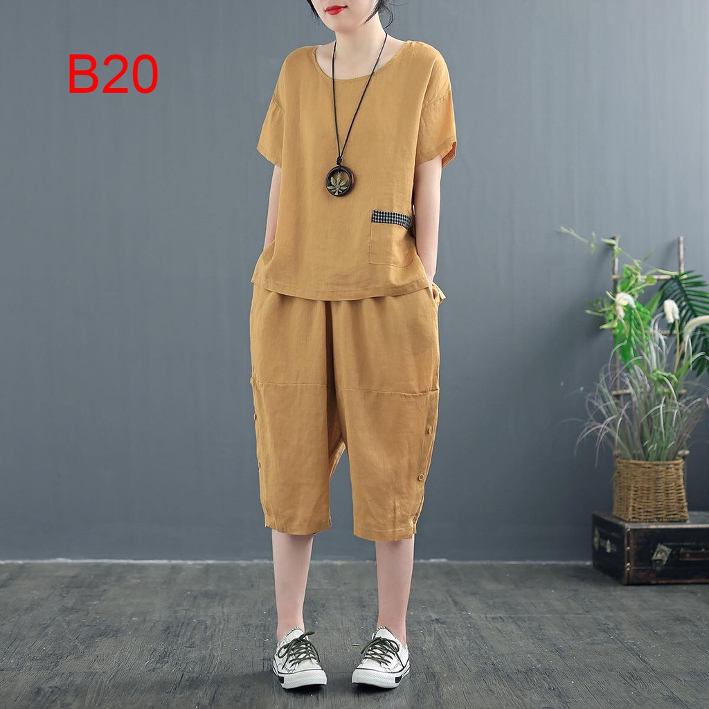 Sét Trang Phục, Bộ Đồ Nữ chất Đũi mát lạnh. đơn giản, thanh lịch