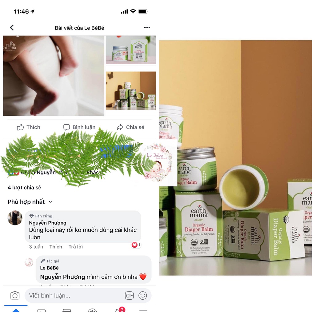 Kem hăm cho bé từ sơ sinh Earth Mama Diaper