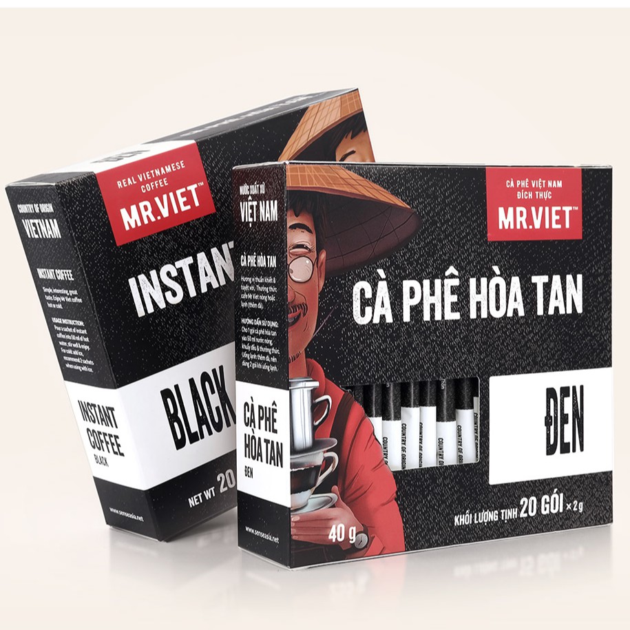 Cà phê Đen Hòa Tan Mr Việt 40g ( Mr Viet Black Instant Coffee)