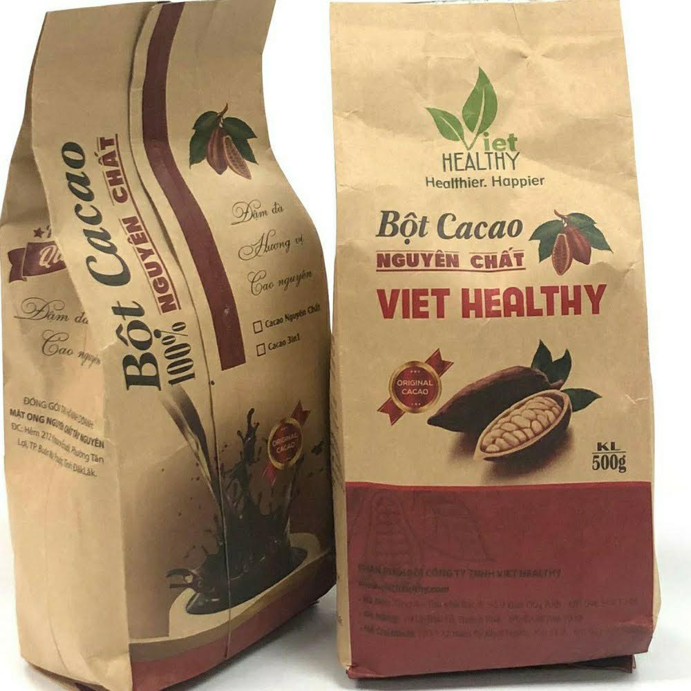 Bột Cacao nguyên chất chính hãng Viet Healthy thơm ngon đậm vị Đắk Lắk (500g)