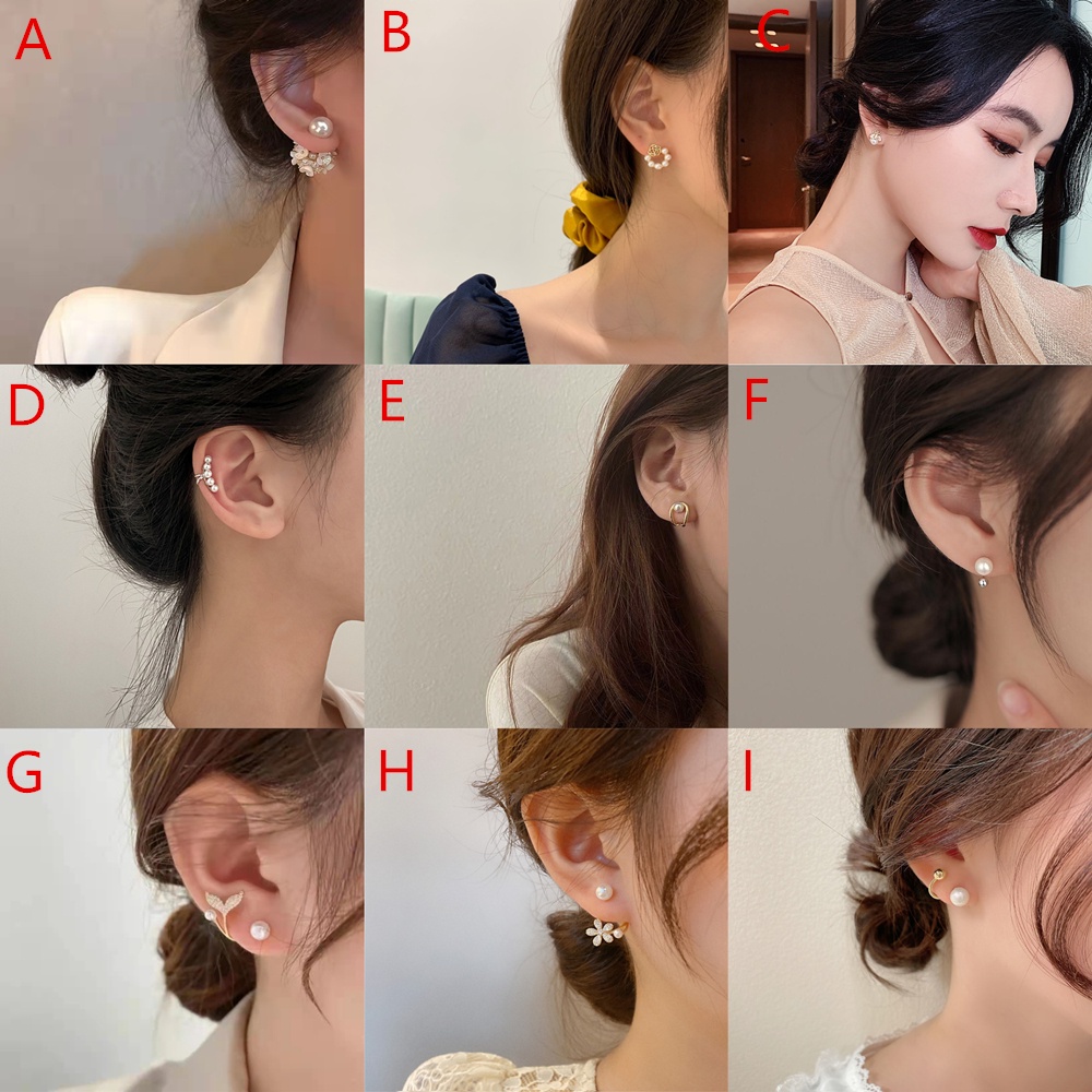 Khuyên Tai Hình Đuôi Cá Đính Đá Và Ngọc Trai Phong Cách Thời Trang Hàn Quốc