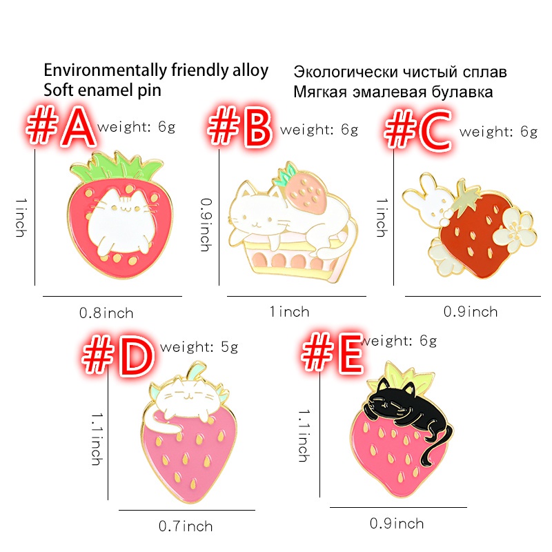 (MớI) Ghim GàI ÁO HìNh Chú MèO Và BáNh Kem Dâu Tây Dễ Thương