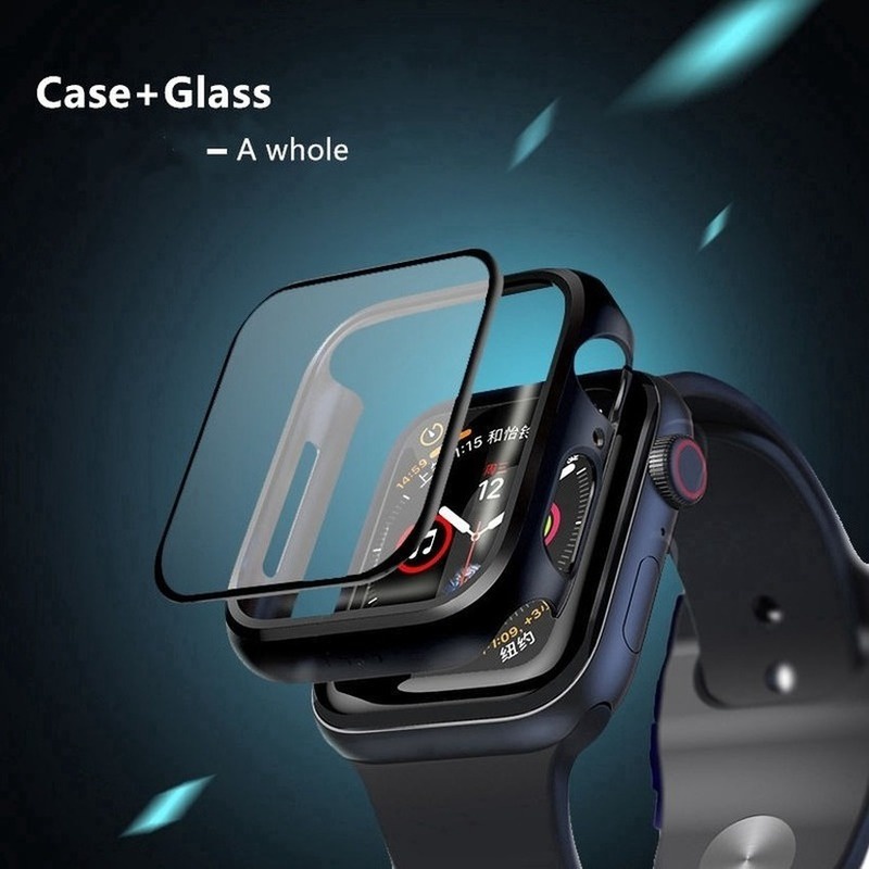 Vỏ bọc bảo vệ màn hình đồng hồ thông minh kính cường lực thích hợp cho Apple Watch SE 6 5 4 3 2 1 38 40 42mm