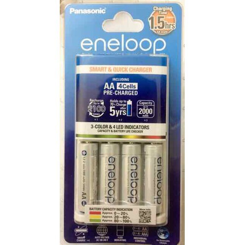 Bộ Sạc Panasonic- Bộ Sạc Pin AA AAA Panasonic K-KJ55MCC40V BQ-CC55E Kèm 4 Pin - Máy sạc pin Panasonic Tự Ngắt