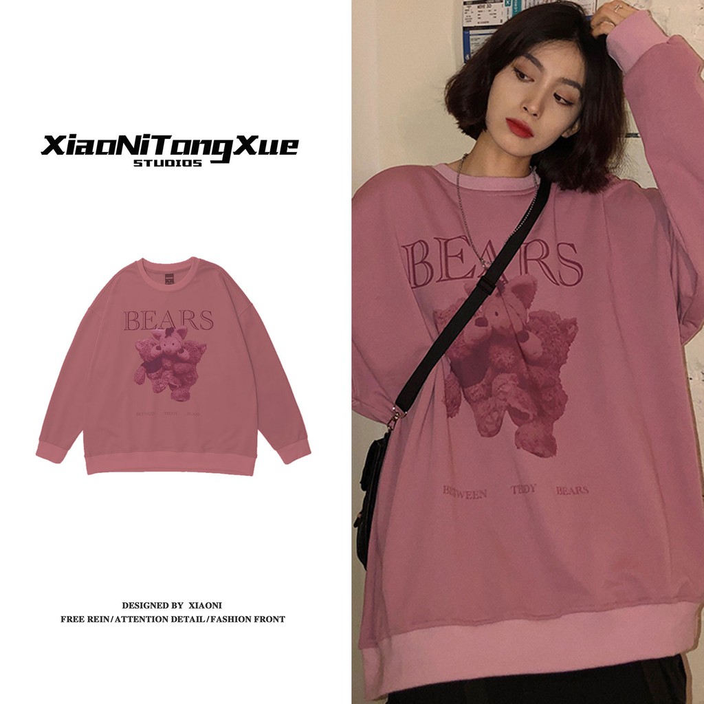 Korean Fashion Round Neck Long Sleeve Women Sweatshirts