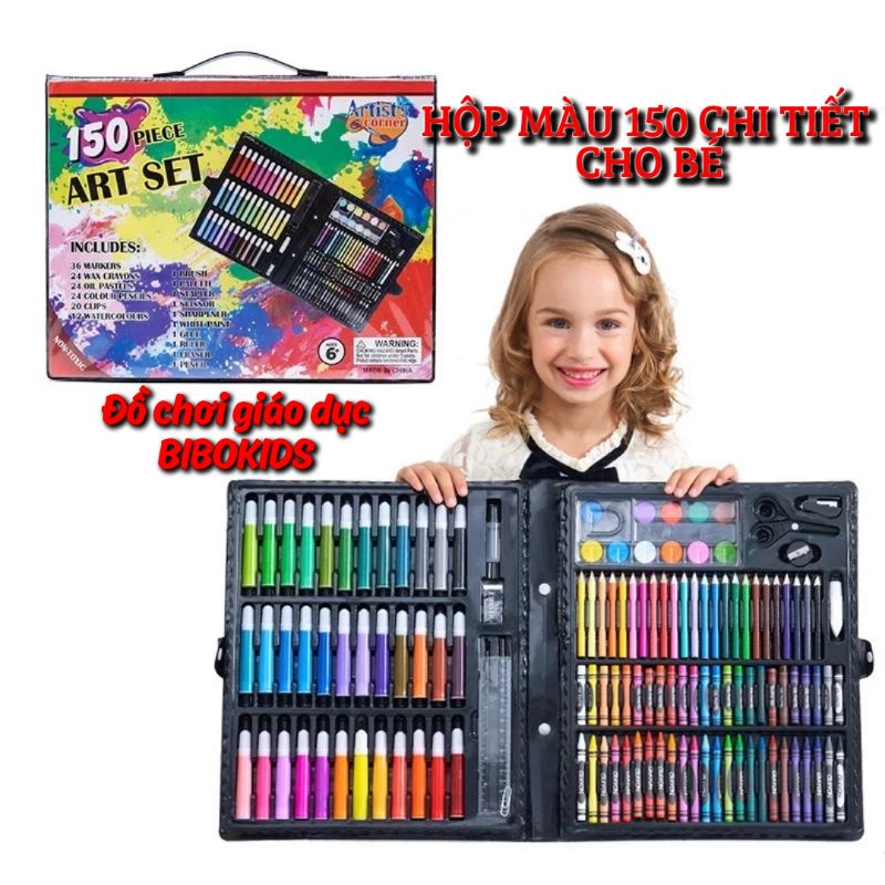[Mã LIFE0503TOYS giảm 10% đơn 0Đ] Hộp bút màu 150 chi tiết cho bé loại 1, bộ màu 150 món cho bé tô vẽ thỏa thích