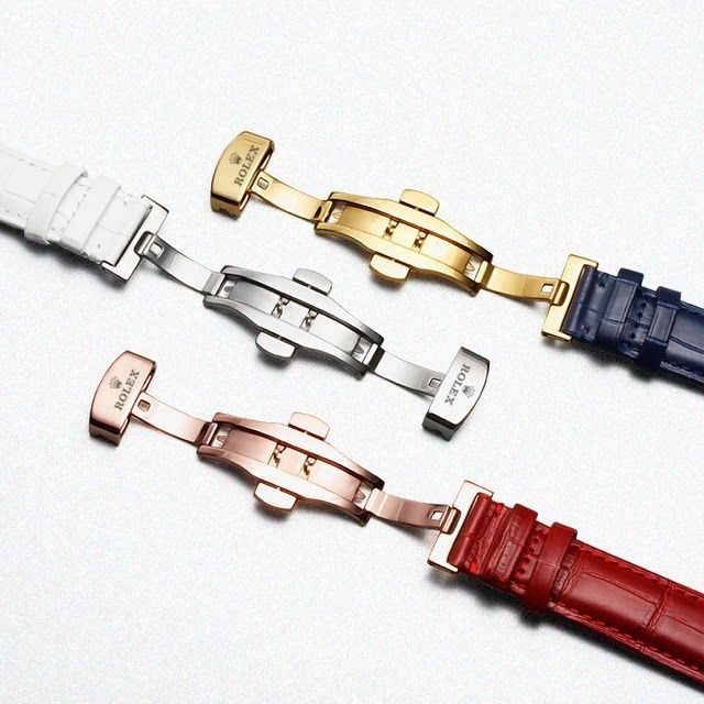 Dây Đồng Hồ Rolex Chính Hãng Bằng Da Thật Màu Xanh Lá / Đen / Xanh Lá Có Khóa Hình Bướm 20 Cái