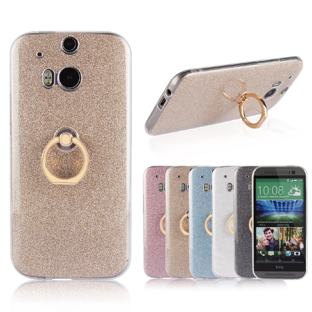 Ốp điện thoại mềm kim tuyến có nhẫn đỡ cao cấp cho HTC Phone Desire 816 D828 One M9 M8 M10 U Ultra