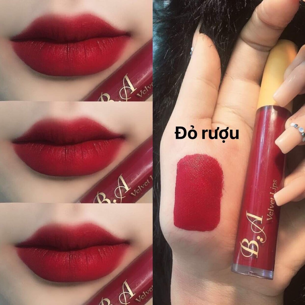 [12 Đỏ R.ư.ợ.u] Son Kem Lì Nắp Vàng Cao Cấp B.A Màu Đỏ R.ư.ợ.u | BigBuy360 - bigbuy360.vn