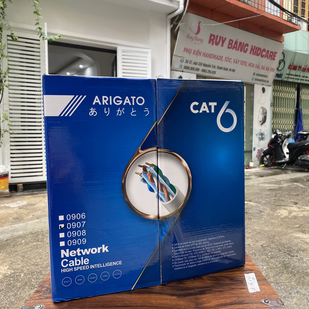 Cáp Mạng CAT6 FTP ARIGATO-Bọc bạc 1 lớp Chống Nhiễu-Lõi 0.55mm-Dây cáp mạng BOOTROOM Cat6