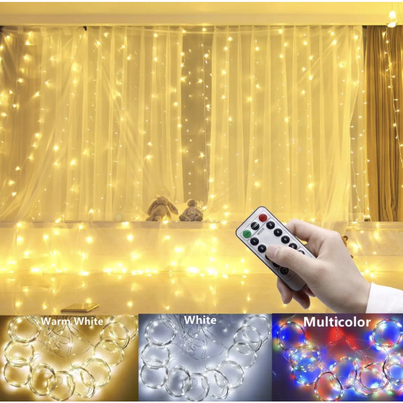 (Đầu Cắm USB) Rèm Đèn Led Đom Đóm Mini Bóng Fairy Light, Có Điều Khiển Từ Xa, Trang Trí Tiệc, Lễ Hội, Phông Nền