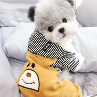 Bộ liền gấu áo mũ kẻ sọc đen trắng