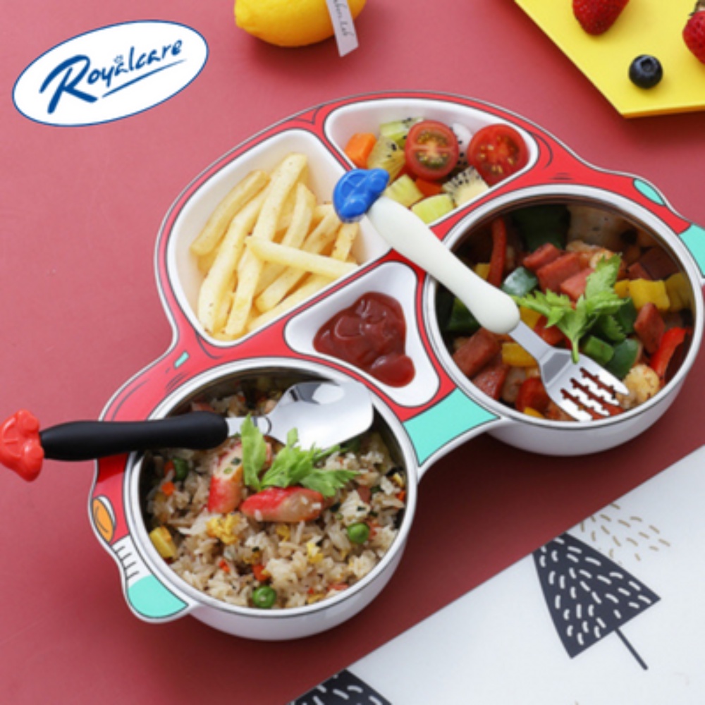 Khay cơm cho bé, đồ dùng ăn dặm inox cao cấp Royalcare phù hợp BLW,, kiểu Nhật và ăn dặm truyền thống