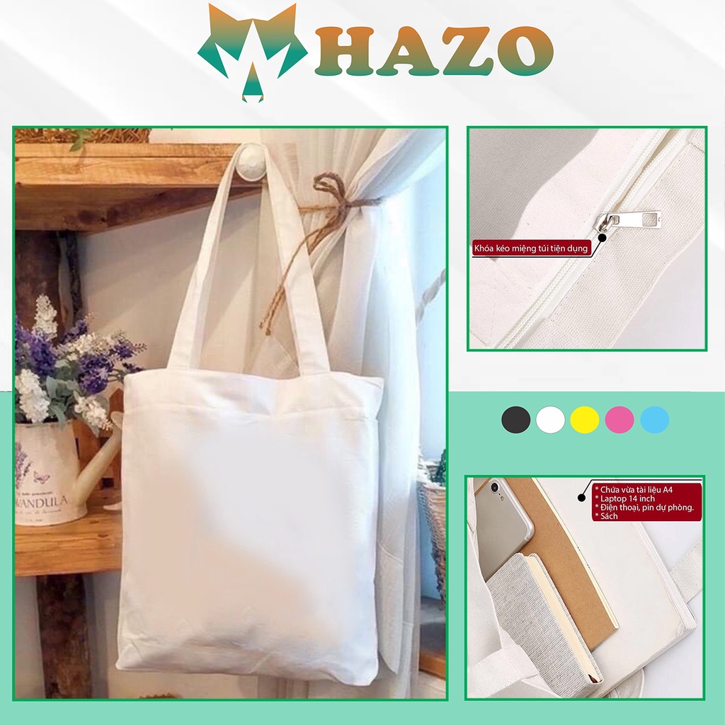 Túi Tote Vuông Chất Vải Canvas Trơn 459 Hàng May Công Ty Chuẩn Đẹp - Hazo
