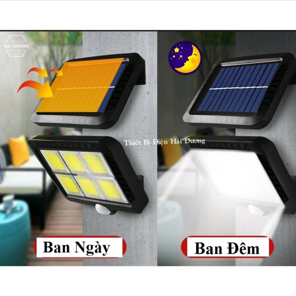 Đèn Led Năng Lượng Mặt Trời 120COB - Pin Tách Rời - dây 5m - Cảm Biến Chuyển Động - 3 chế độ sáng