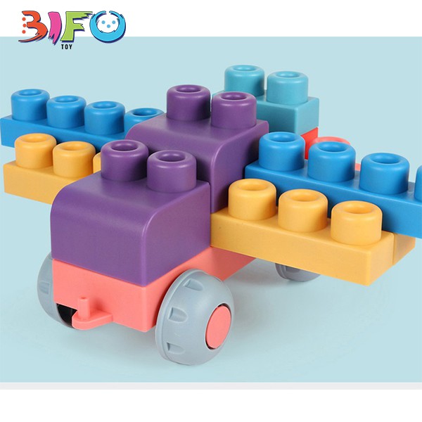 Bộ đồ chơi lego cao su mềm 20 miếng ghép lớn cho bé lắp ghép dễ dàng