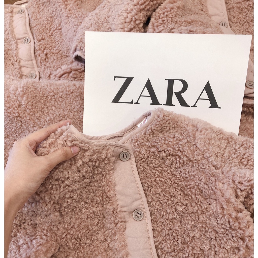Áo khoác lông zara xuất dư xịn màu hồng cho bé