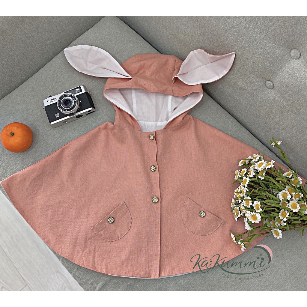 Áo choàng chống nắng cho bé chống tia UV, áo choàng chống nắng Linen 2 lớp thiết kế Kakummi