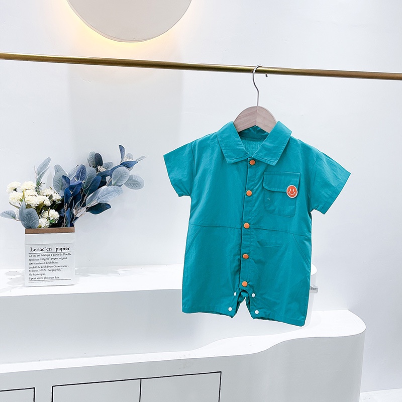 Bộ Áo Liền Quần Tay Ngắn Chất Liệu Cotton Thời Trang Mùa Hè Phong Cách Hàn Quốc Cho Bé Sơ Sinh