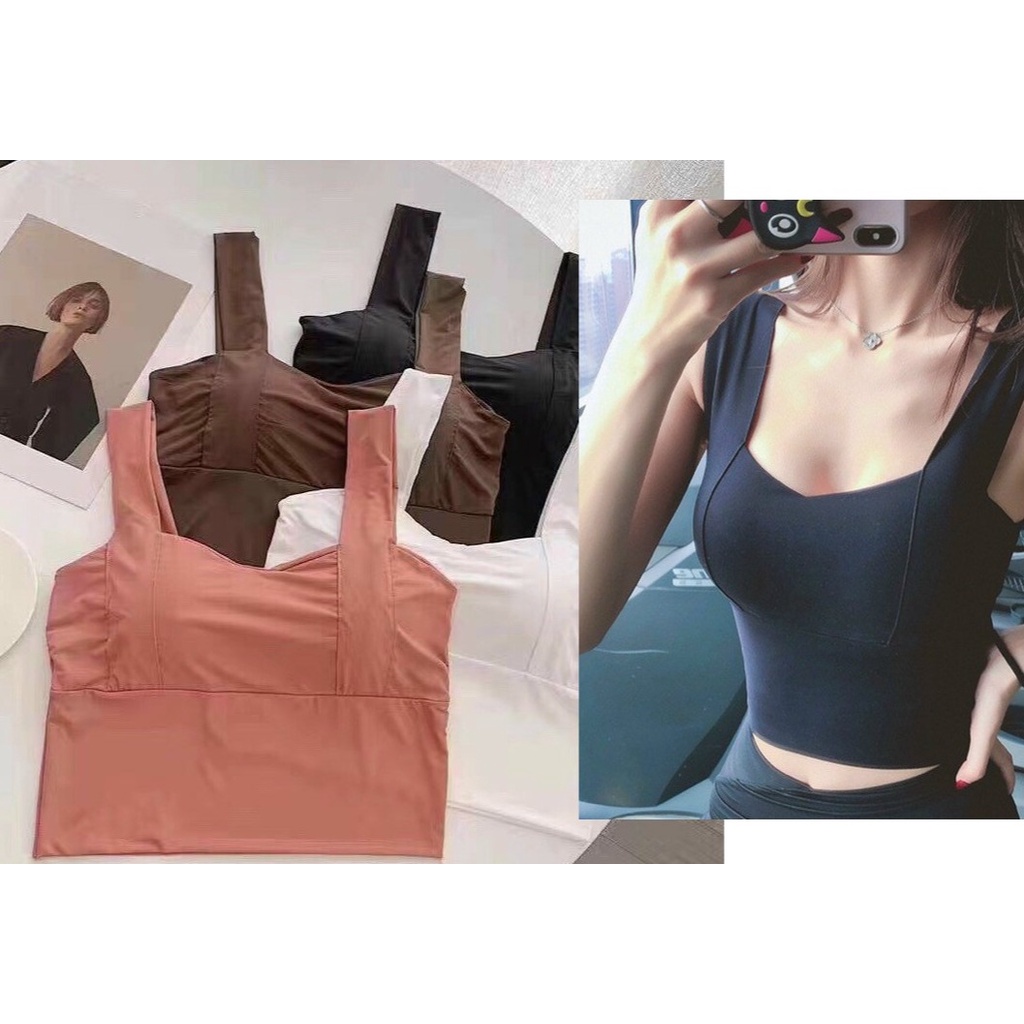 Áo bra croptop, áo tập gym/yoga chất su 2 dây bản to cực xinh N270