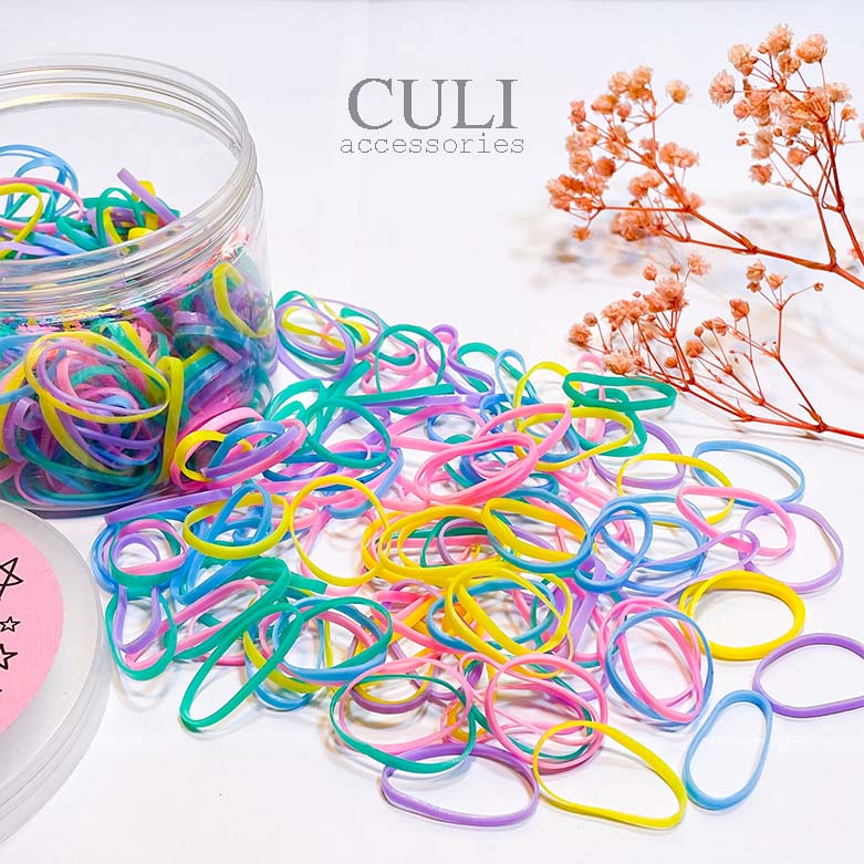 Thun cột tóc, Hộp 500 thun cột tóc cho Mẹ và bé mix nhiều màu xinh xắn - Culi accessories