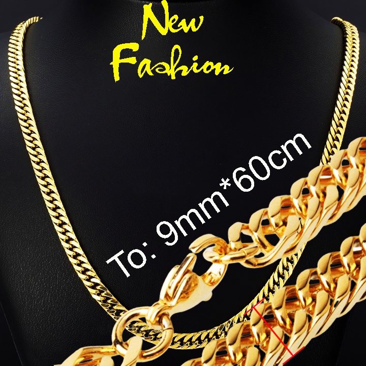 Dây chuyền nam inox kiểu lặc đôi 9mm mạ vàng siêu đẹp, bền màu - Đem lại đẳng cấp phong độ cho người đeo