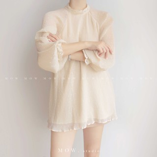Áo voan phối ren 2 lớp made by Mow studio