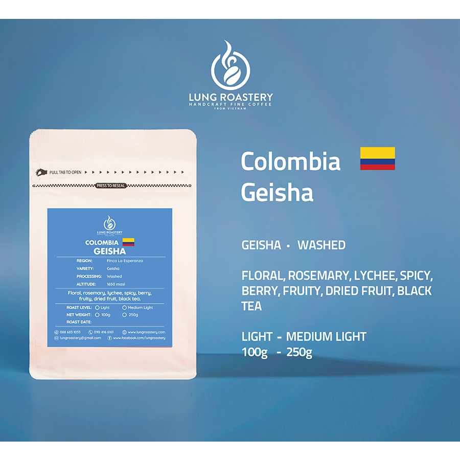 CÀ PHÊ HẠT COLOMBIA GEISHA - WASHED