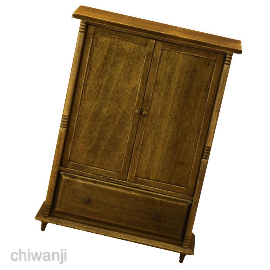 Tủ Quần Áo Bằng Gỗ Phong Cách Vintage Tỉ Lệ 1: 12 Trang Trí Nhà Búp Bê