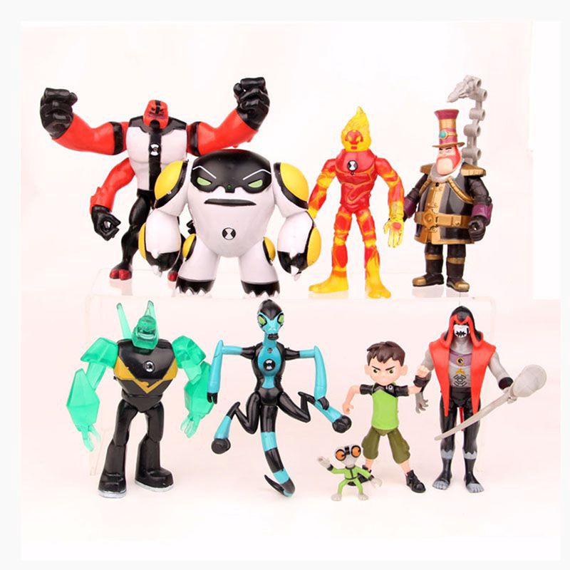 9pcs/Set Ben 10 Action Figure Play set Toy Cake Topper Heatblast Four Arms Toys