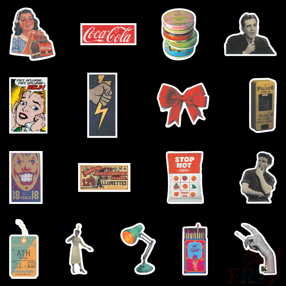 Set 100 miếng dán trang trí tạp chí thời trang chống nước retro DIY