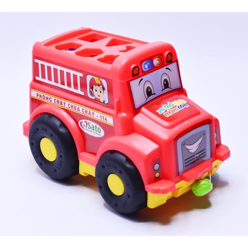 Xe thả hình mầm non Ô tô bus, Xe cứu hỏa, Xe cảnh sát SATO nhựa nguyên sinh an toàn VN
