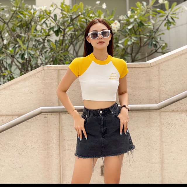 Áo croptop thêu hình chụp thật kèm video