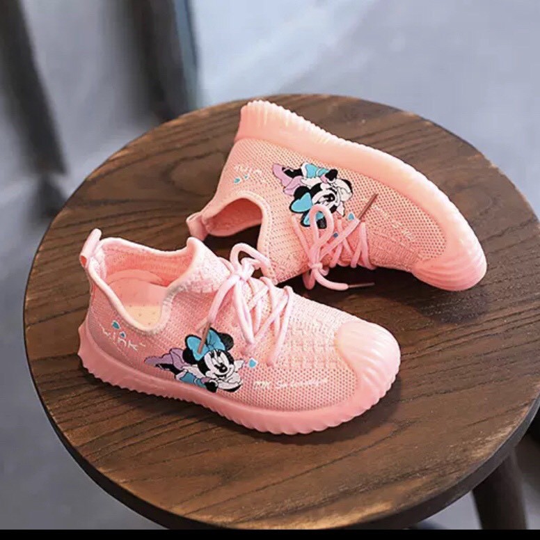 Giày thể thao bé gái cổ thấp hình Mickey,dép trẻ em kiểu giày lười cho bé  3- 10 tuổi