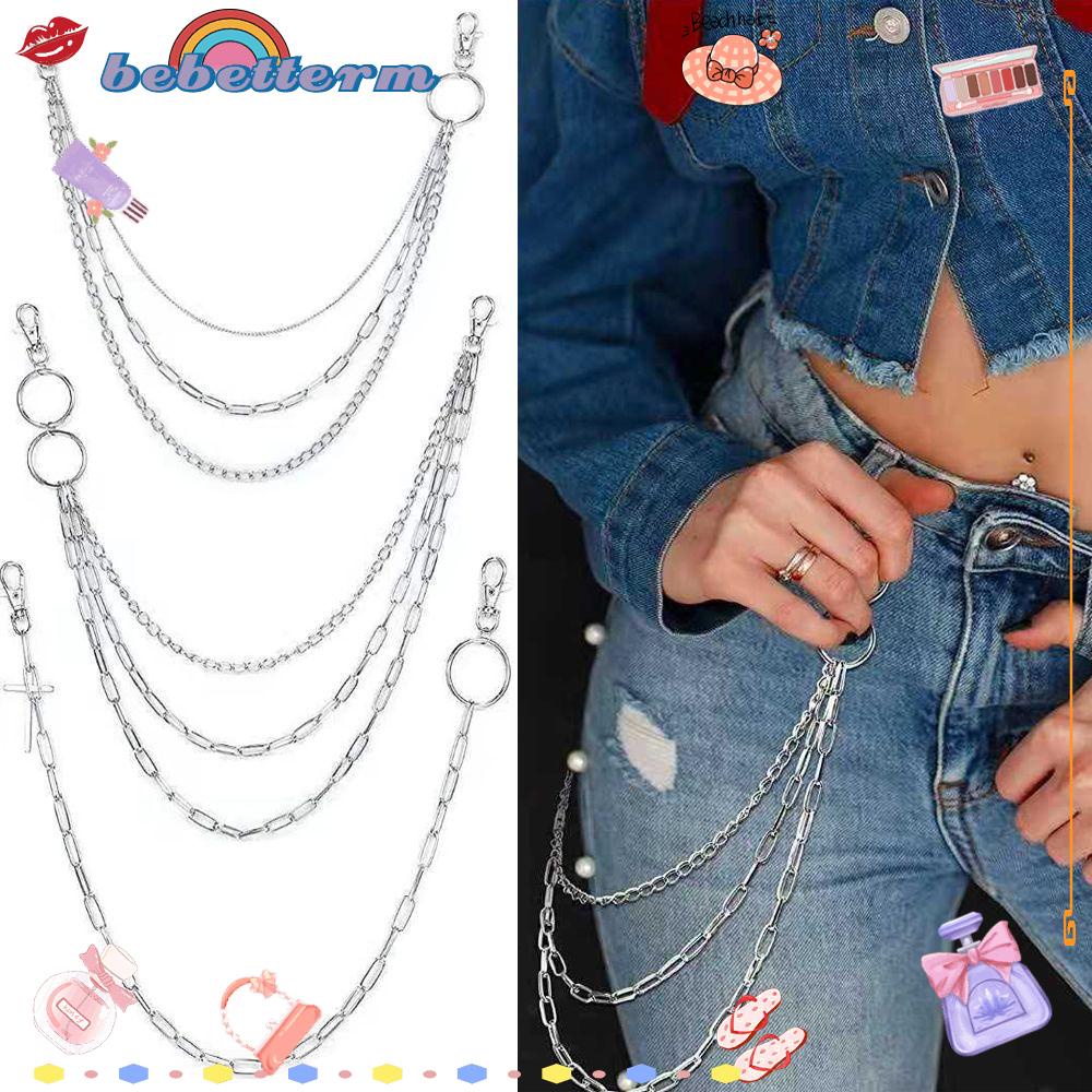 Bebetterm 1Pc Fashion Waist Chain Alloy Candy Colors Rock Keychain Punk Jewelry Hip Hop Chains Trousers Decoration