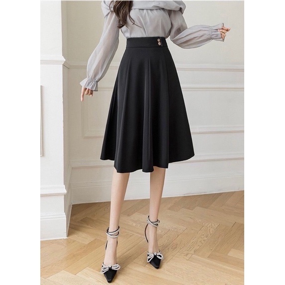 Chân váy midi dài thu đông chất tuyết mưa - chân váy xinh KANIMI